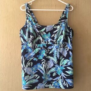 Lands End Women's Swim Tankini Top Sz 18DD Cup Blue Green  Underwire 504649